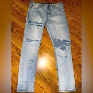 RSQ ripped light blue jeans women size 32 slim taper